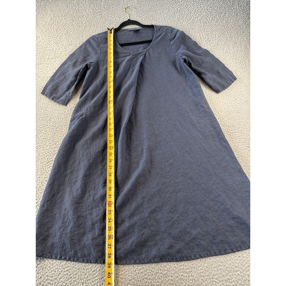 Elemente Clemente‎ Linen Dress Womens 1 Lagenlook Minimalist Blue Pocket - Picture 2 of 9